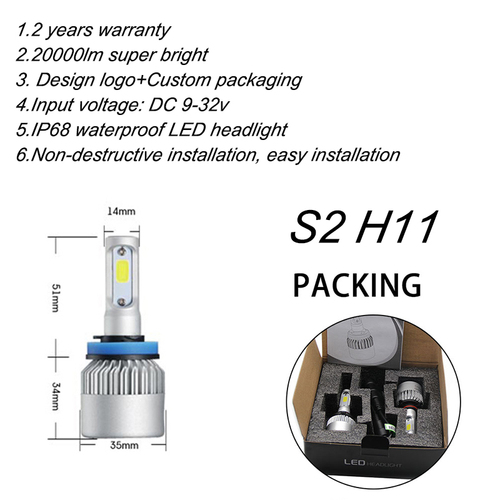 s2 led headlight automotive car bulb h7 led car light