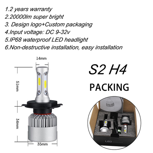 s2 led headlight automotive car bulb h7 led car light