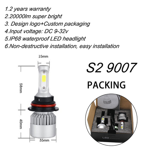 s2 led headlight automotive car bulb h7 led car light