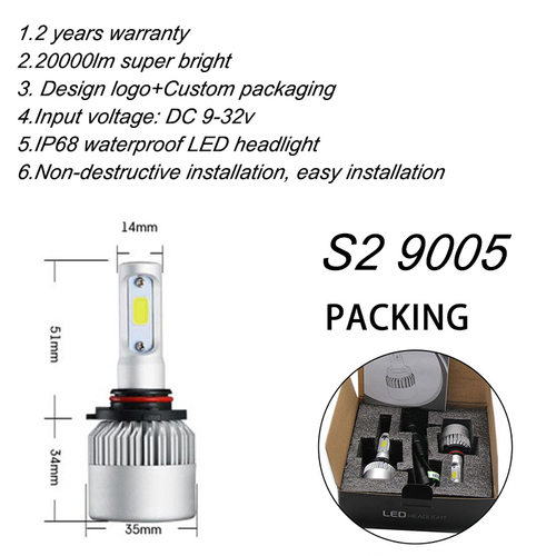 s2 led headlight automotive car bulb h7 led car light