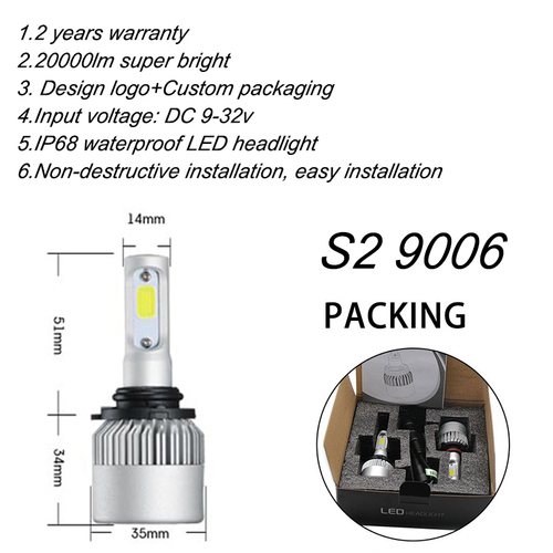 s2 led headlight automotive car bulb h7 led car light