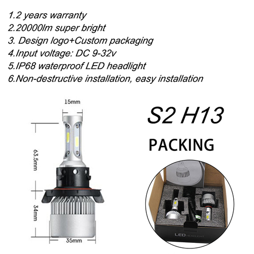 s2 led headlight automotive car bulb h7 led car light