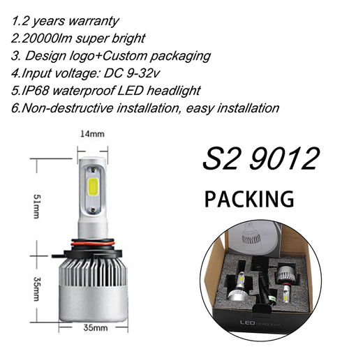 s2 led headlight automotive car bulb h7 led car light