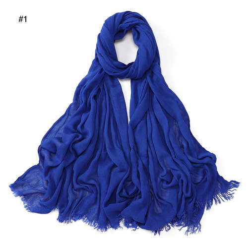Rayon Women's Pleated Solid Color Rayon Two-Headed Headscarf Breathable Soft Scarf