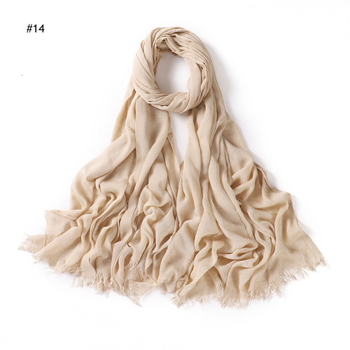 Rayon Women's Pleated Solid Color Rayon Two-Headed Headscarf Breathable Soft Scarf