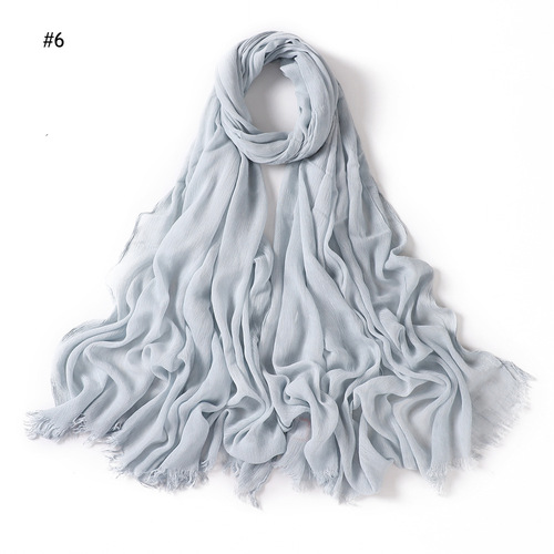 Rayon Women's Pleated Solid Color Rayon Two-Headed Headscarf Breathable Soft Scarf
