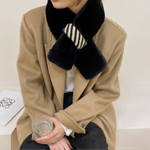 Fashion Style Ladies Fur Neck Warmer Fashion Soft Cross Winter Warm Women's Collar Scarf
