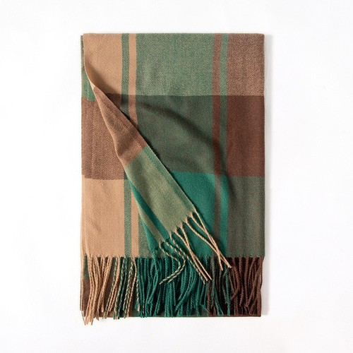 Autumn Winter Scarf Women's Long Scarf Retro Plaid Fringed Scarf Shawl