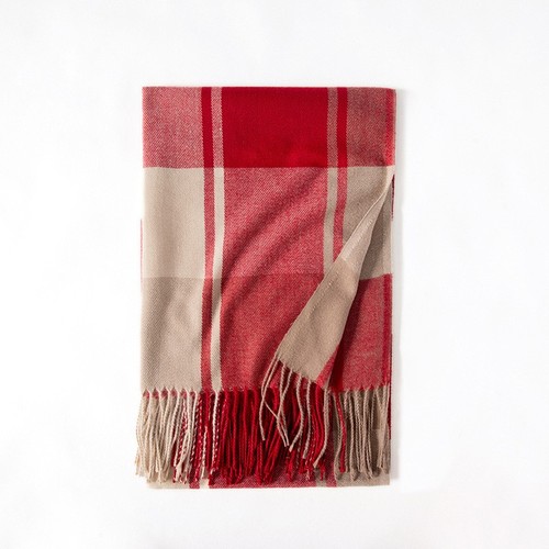 Autumn Winter Scarf Women's Long Scarf Retro Plaid Fringed Scarf Shawl