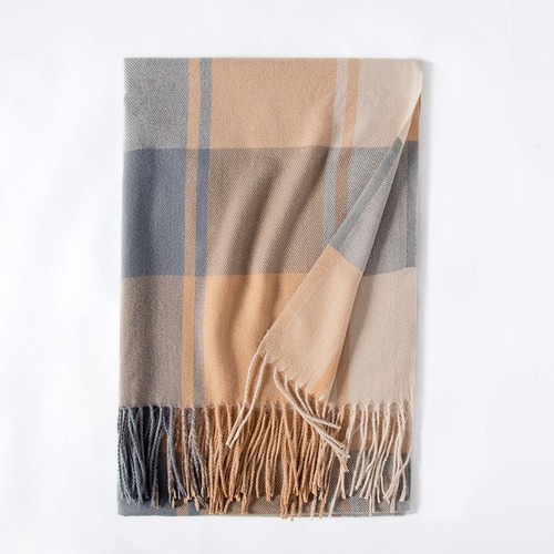 Autumn Winter Scarf Women's Long Scarf Retro Plaid Fringed Scarf Shawl