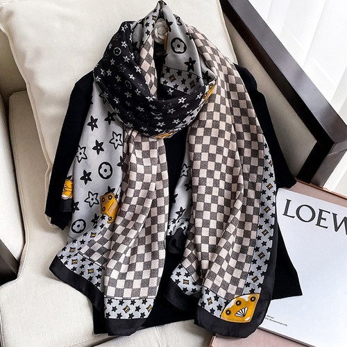 Women's Fashion Long Shawl Letters Jacquard Pashmina Scarf Winter Warm Tassel Large Soft Scarves 