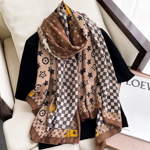 Women's Fashion Long Shawl Letters Jacquard Pashmina Scarf Winter Warm Tassel Large Soft Scarves 