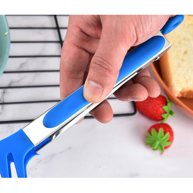 Food Grade Silicone Pasta Tongs Non-Slip Stainless Steel Food Tongs For Noodles Kitchen Tools BBQ Tools Accessories