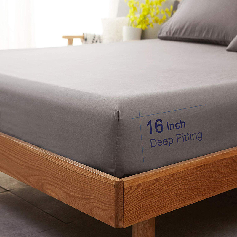 home textile 200TC solid color 100% cotton light grey bed sheet set