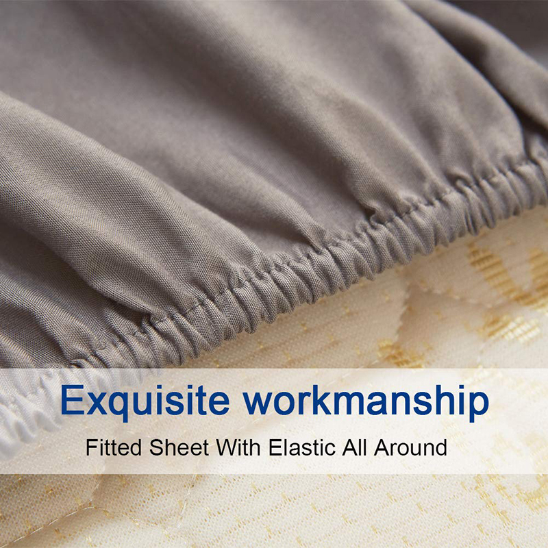 home textile 200TC solid color 100% cotton light grey bed sheet set