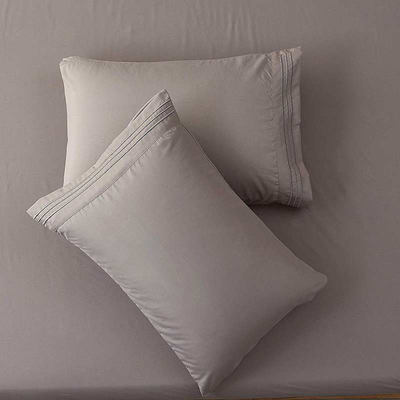 home textile 200TC solid color 100% cotton light grey bed sheet set