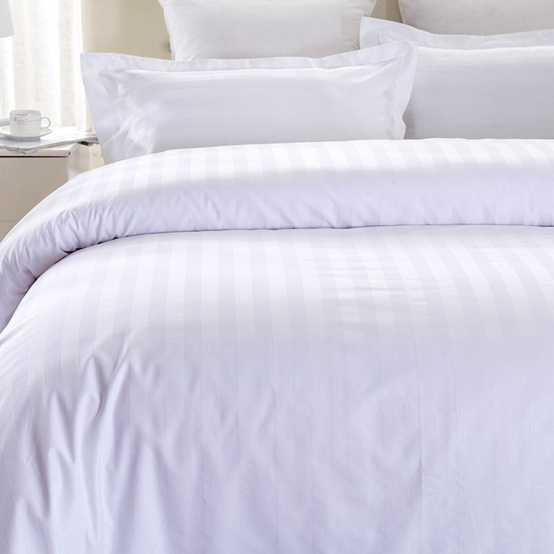 Bleached hotel home textile 100% cotton satin stripe fabric for bedding set
