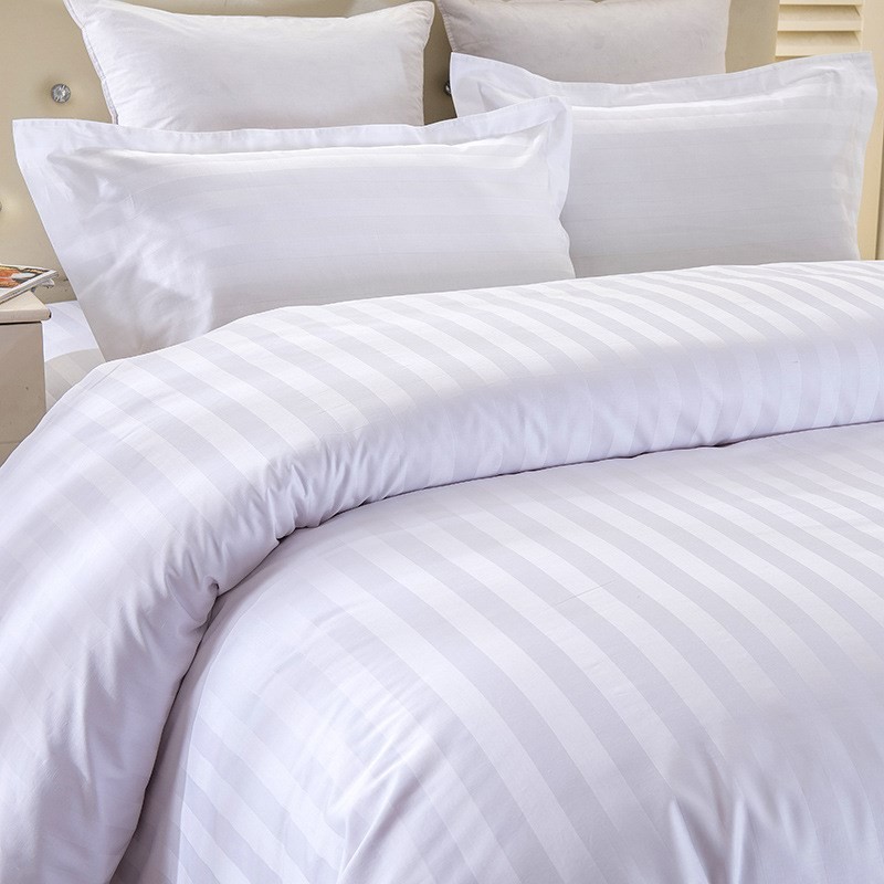 Bleached hotel home textile 100% cotton satin stripe fabric for bedding set