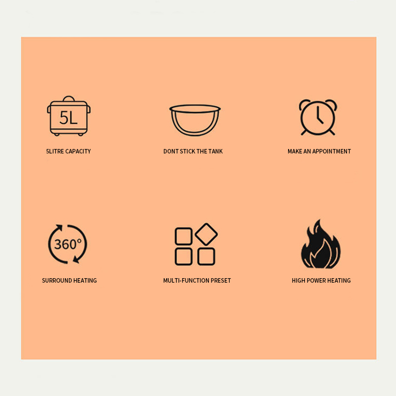 Hot Selling 5L Large Capacity Automatic Smart Digital Touch LCD Multi Non-Stick Home Electric Digital Rice Cooker