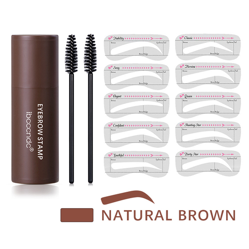 Eye Brow Powder Stamp Stencil Makeup Kit with 10 Reusable Eyebrow Stencils Eyebrow Brush