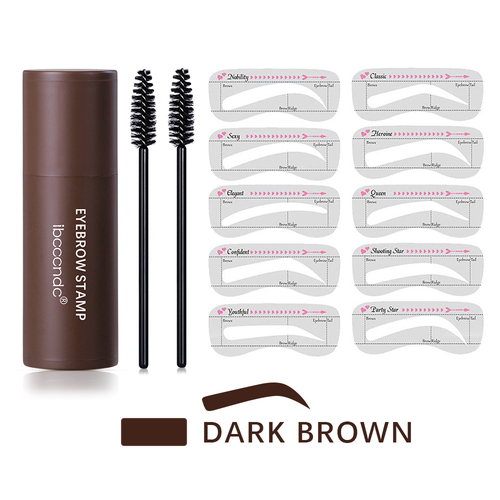 Eye Brow Powder Stamp Stencil Makeup Kit with 10 Reusable Eyebrow Stencils Eyebrow Brush