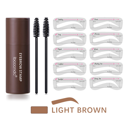 Eye Brow Powder Stamp Stencil Makeup Kit with 10 Reusable Eyebrow Stencils Eyebrow Brush