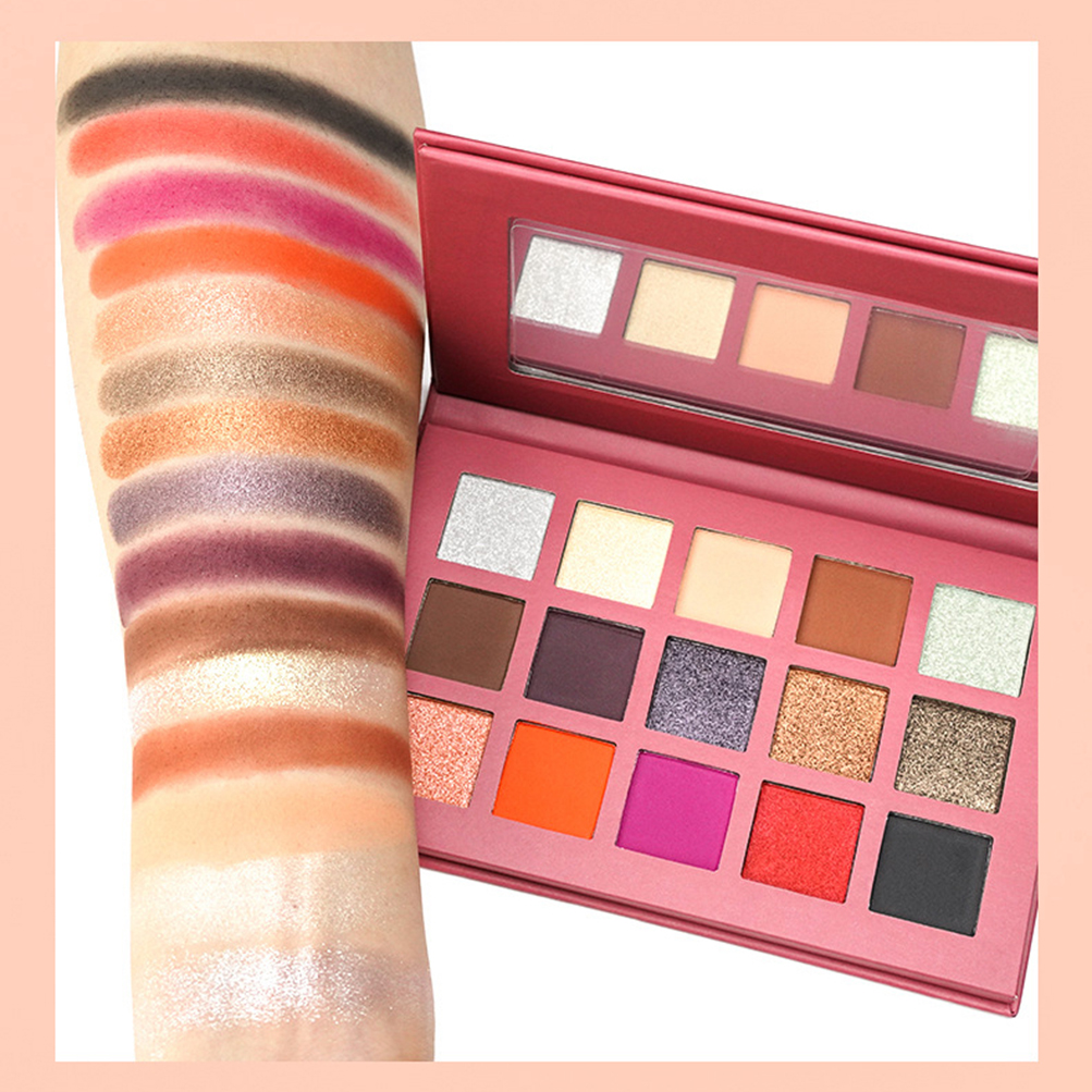 15 Colors Burgundy Eyeshadow Palette Private   Pearly Matte Easy To Apply Makeup