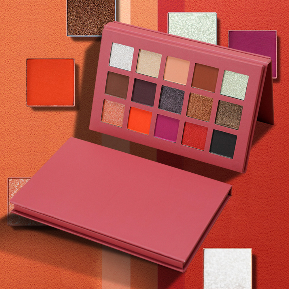 15 Colors Burgundy Eyeshadow Palette Private   Pearly Matte Easy To Apply Makeup