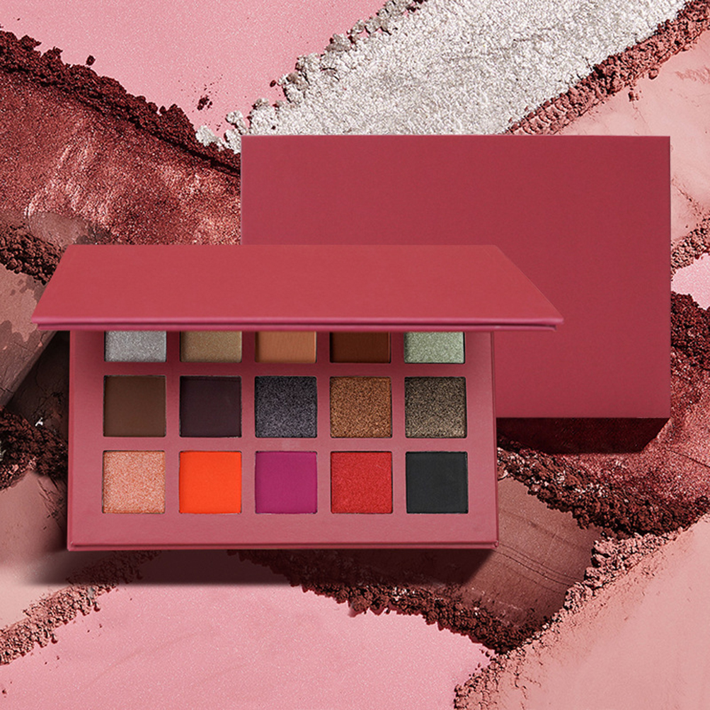15 Colors Burgundy Eyeshadow Palette Private   Pearly Matte Easy To Apply Makeup
