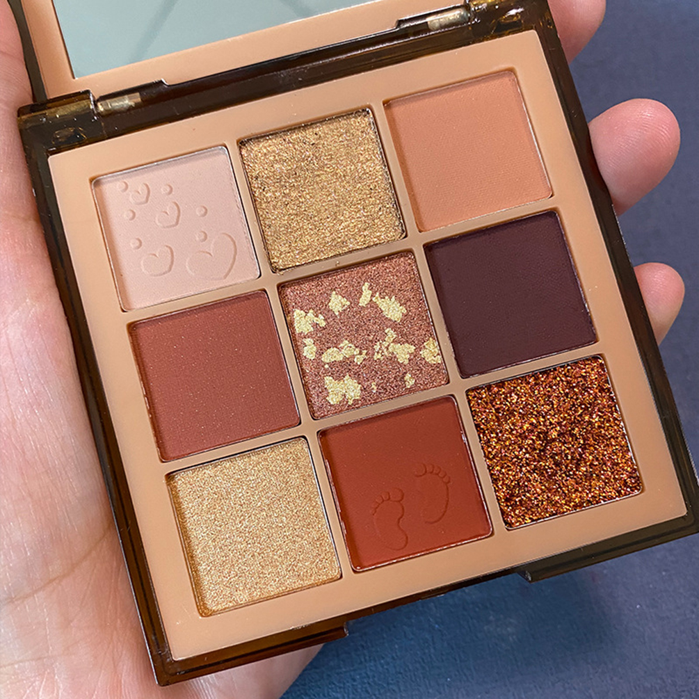 Earth Color Eyeshadow Palette Private Label Nine Color Shimmer Matte Glitter Nude Makeup Small Batch  Eye Shadow