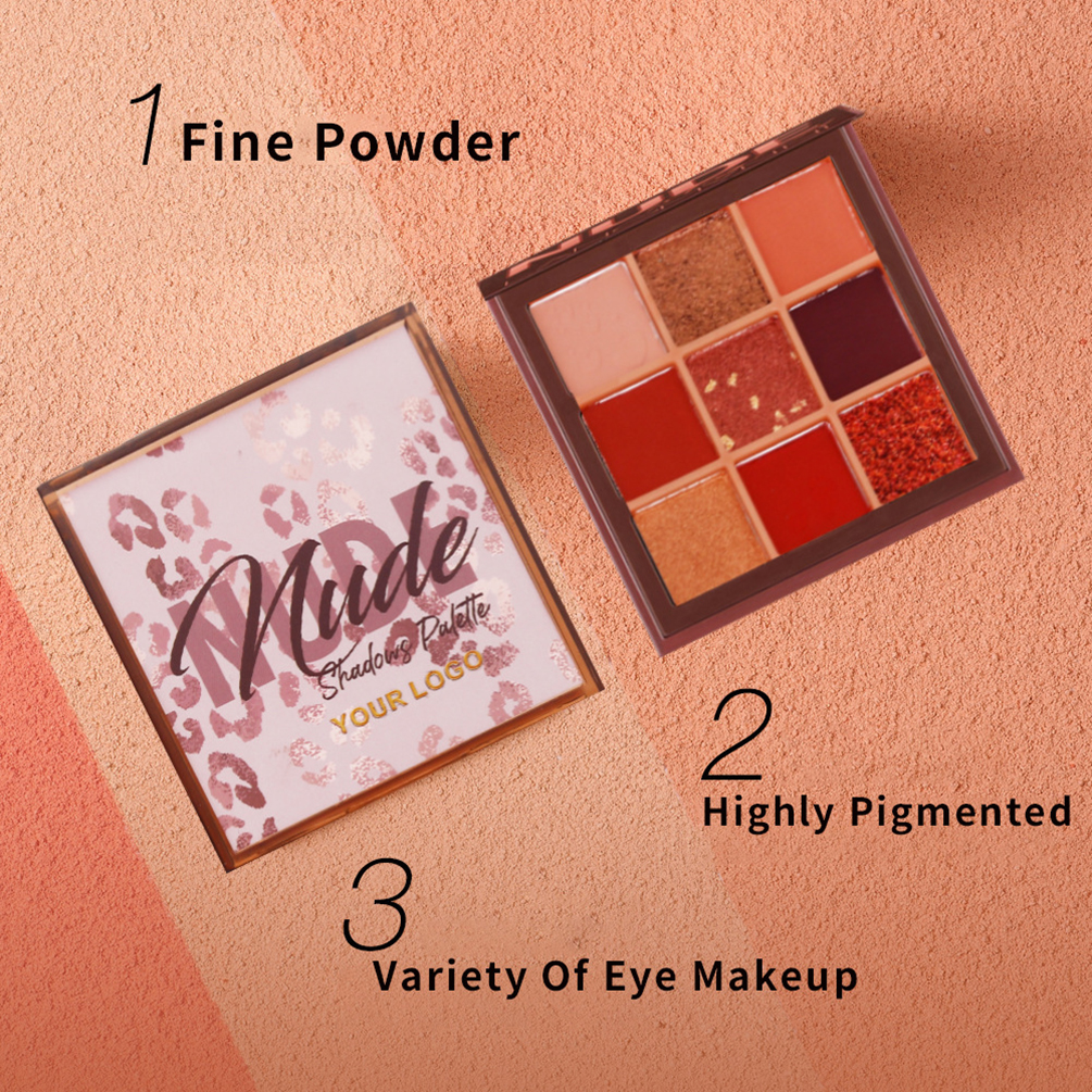 Earth Color Eyeshadow Palette Private Label Nine Color Shimmer Matte Glitter Nude Makeup Small Batch  Eye Shadow