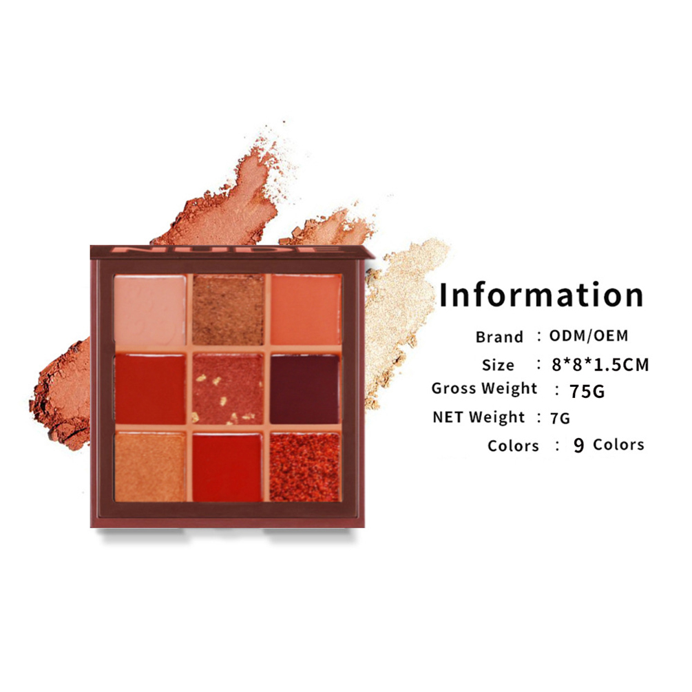 Earth Color Eyeshadow Palette Private Label Nine Color Shimmer Matte Glitter Nude Makeup Small Batch  Eye Shadow