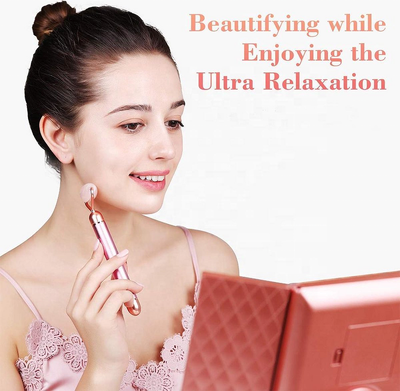 2023 Hot Selling Beauty Bar Facial Skin Care Tool Rose Quartz Vibrating 5 in 1 Electric Jade Roller