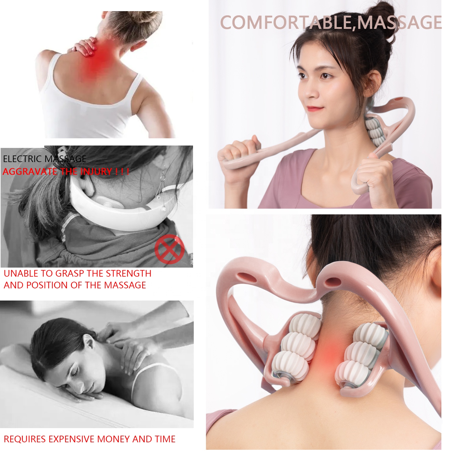 Neck Massage Products Dual Soft Ball Handheld Manual Cervical Spine Massage Dual Trigger Point Neck Massager For Neck Sh