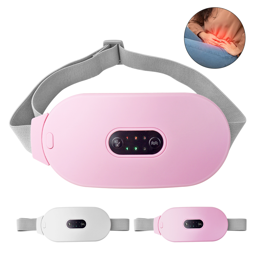 Portable Relief Period Cramps Pain Warm Palace Belt Abdomen Belly Massager Electric Vibrating Menstrual Heating Pad