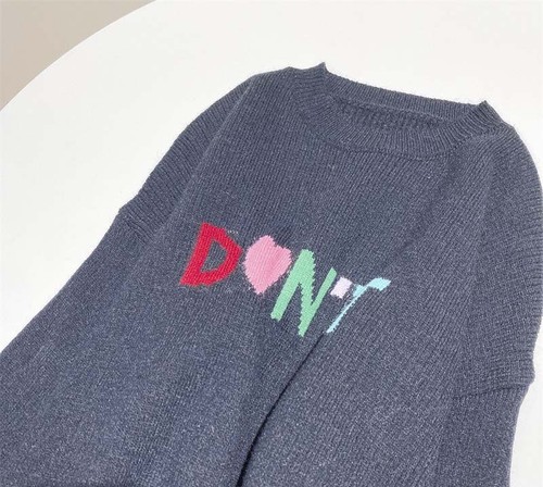 2023  New Arrivals Letters Casual Long Sleeve Tops Women Knitted Sweater