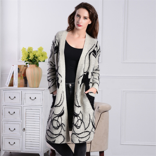 Fashion Design  Ladies Casual Clothing Women Knitted Long Cardigan Sweater