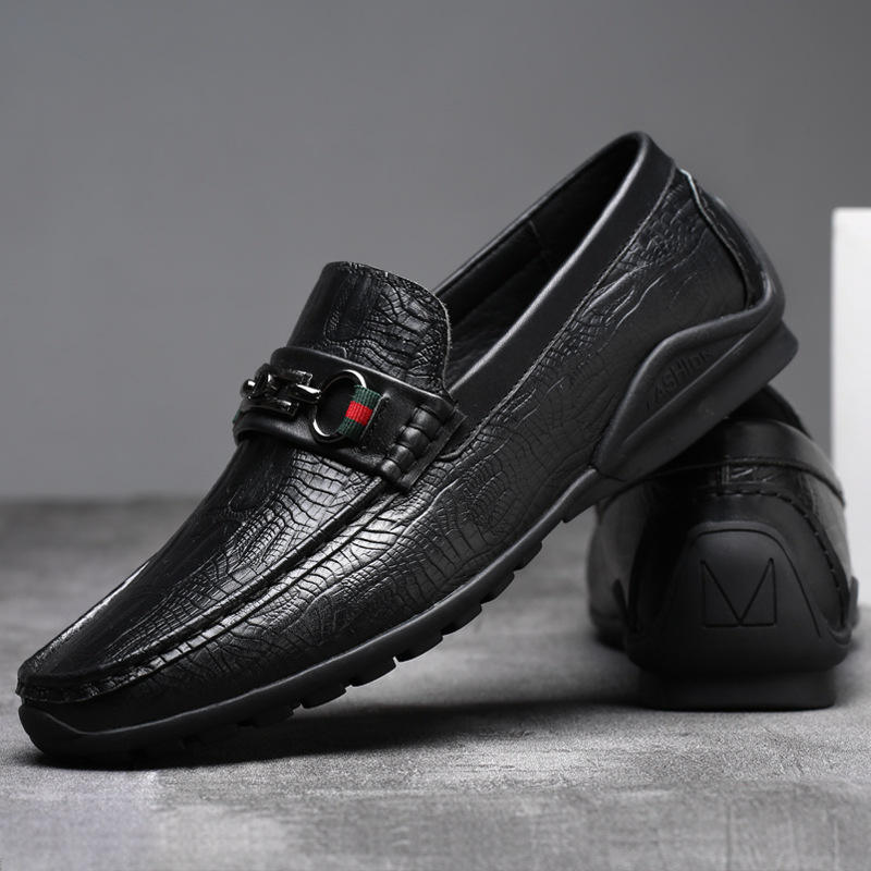 2023 New Style Designer Soft Rubber Sole Male Slip on Casual Driving Genuine Leather Loafers Boat Dress Shoes for Men