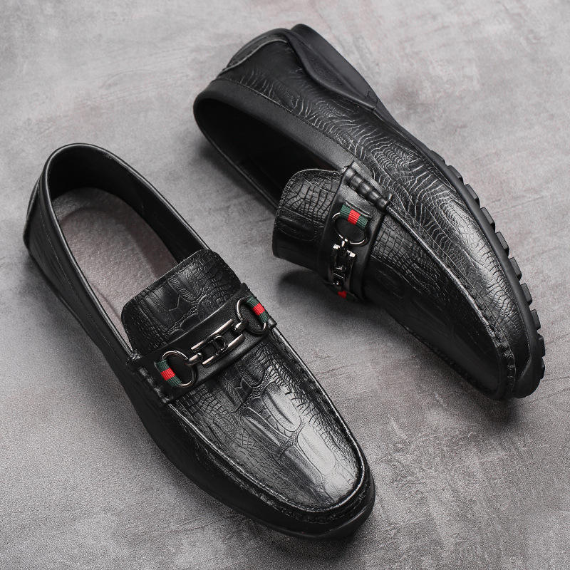 2023 New Style Designer Soft Rubber Sole Male Slip on Casual Driving Genuine Leather Loafers Boat Dress Shoes for Men