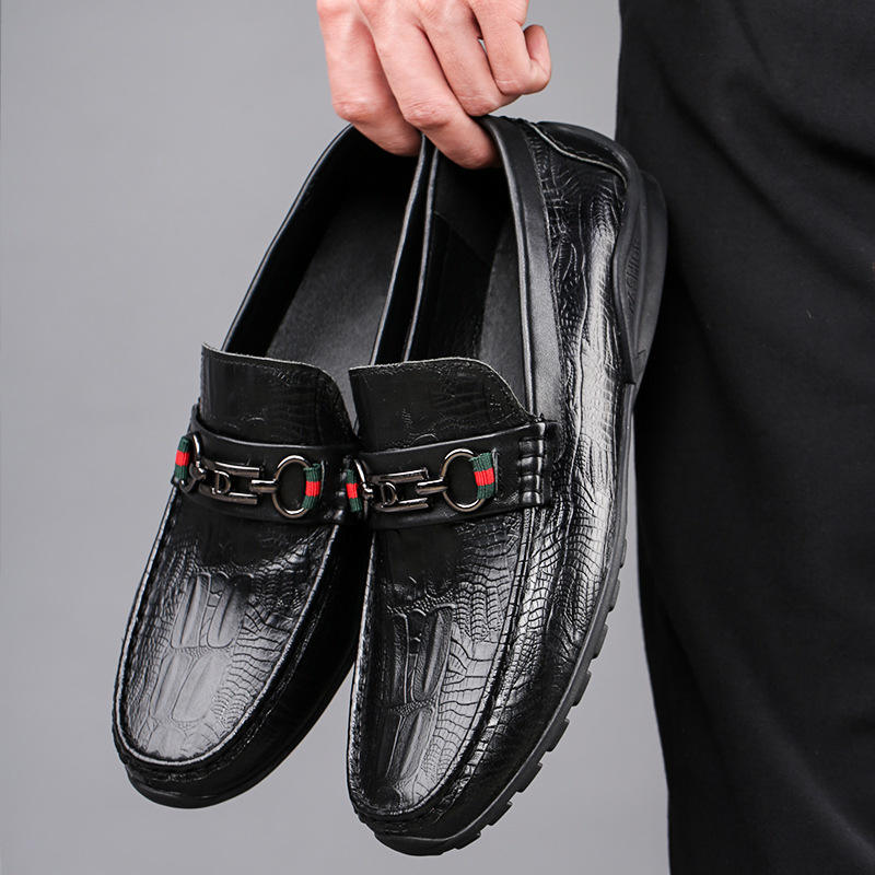 2023 New Style Designer Soft Rubber Sole Male Slip on Casual Driving Genuine Leather Loafers Boat Dress Shoes for Men