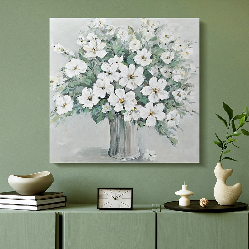EAGLEGIFTS Home Decor 24 Inch Floral Canvas Painting Picture Neutral Textured Flower 3D Wall Hanging Art Decoration Oil 