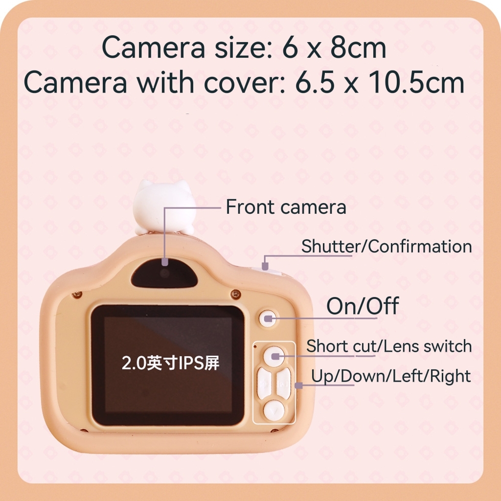 Kids Toy Camera 2.0 Inch Dual Lens4000W HD 1080P Mini Digital Camera Full Portable Digital Video Photo