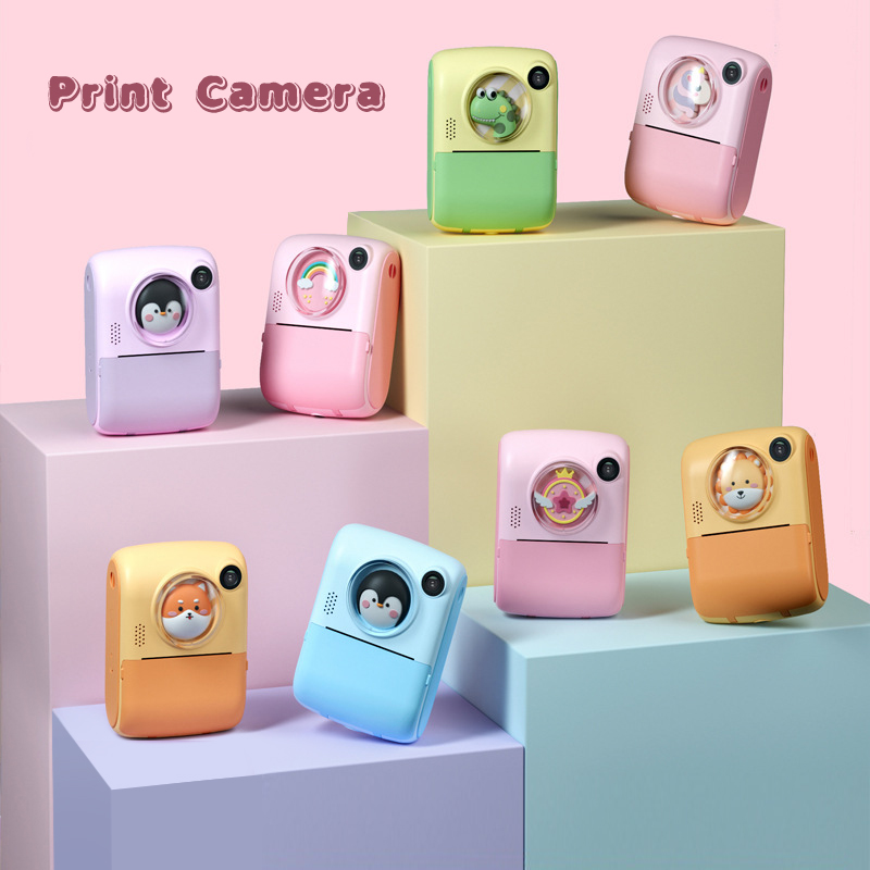 Cute Cartoon Kids Instant Camera Children Fun Christmas Gift Digital Camera Built-In Games 2.0 Inch 4000W X2 Kids Photo 