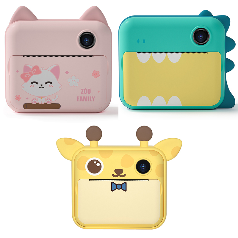 Cute Cartoon Kids Instant Camera Children Fun Christmas Gift Digital Camera Built-In Games 2.0 Inch 4000W X2 Kids Photo 