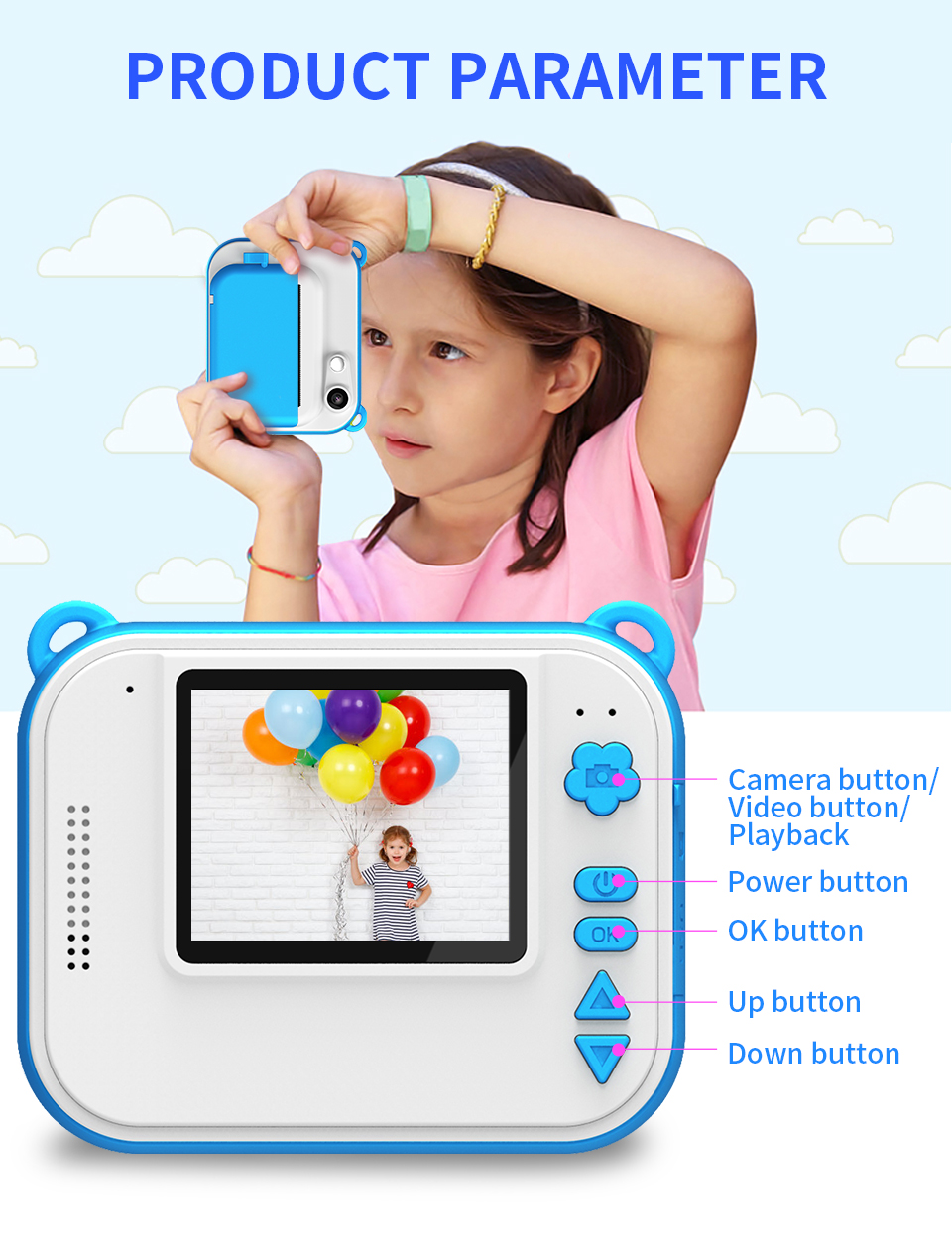 Kids Instant Photo Paper Children Print Camera With Thermal Printer Kid Digital Camera Girl's Toy Child Camera