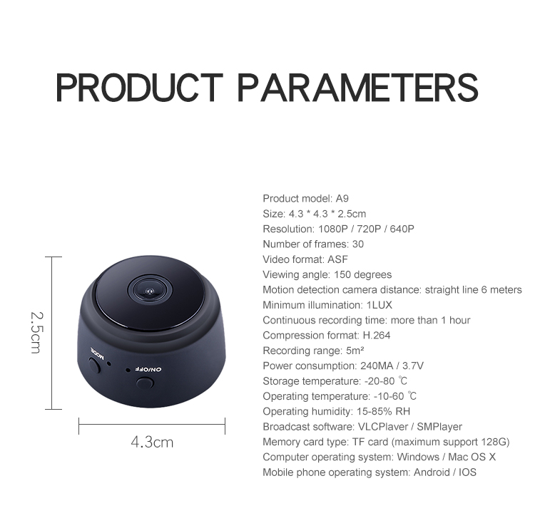 A9 HD Night Vision APP Control House Security Remote Recording Wifi Mini Digital Camera