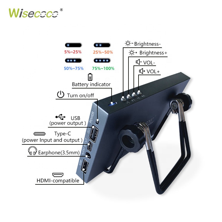 6 Inch 2k Lcd Monitor Qhd Pocket High Brightness 450cd/m2 Built-in 5000 Mah Battery Portable Monitor
