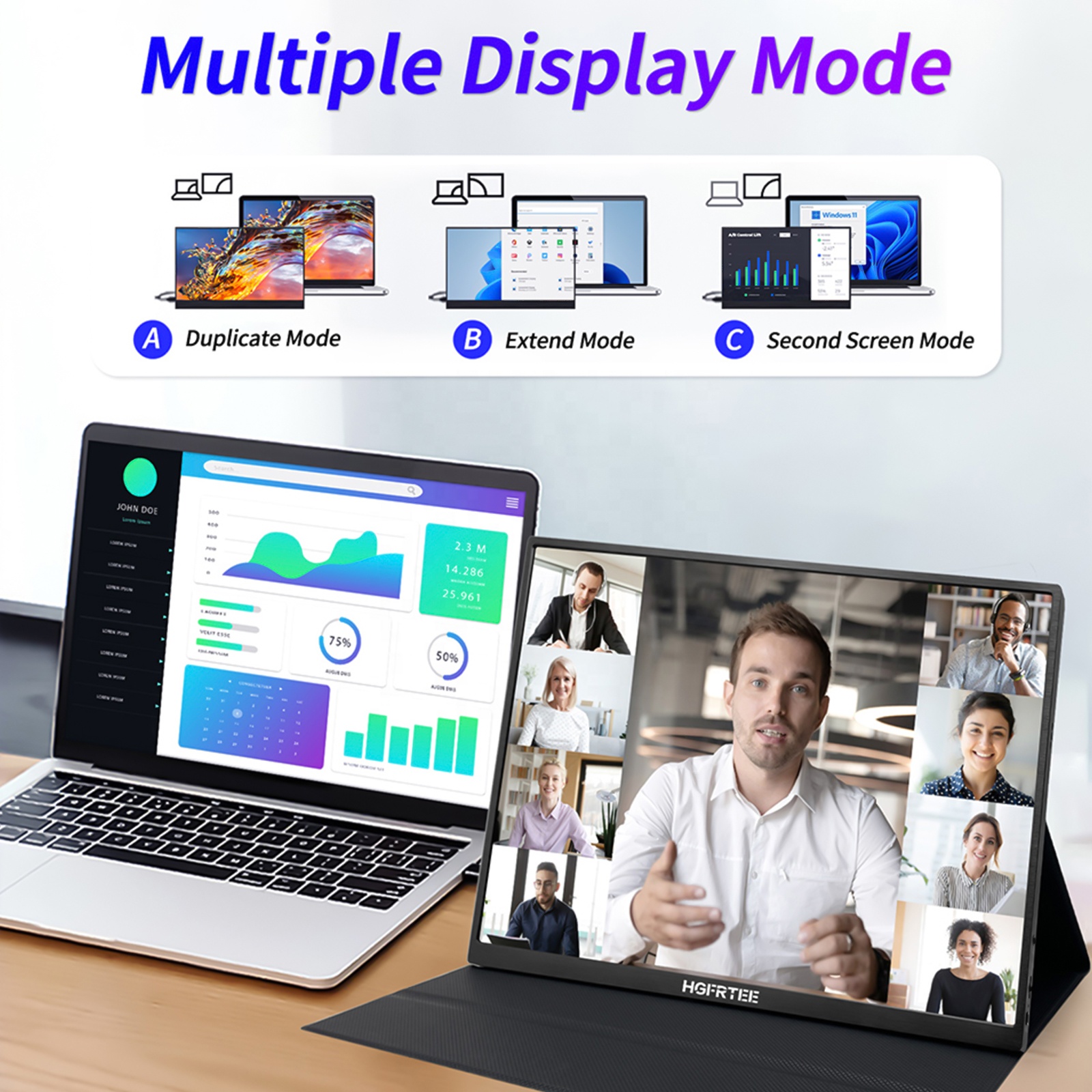 15.6inch Portable Monitor 1920*1080P FHD IPS VESA Mountable Sub Screen for Dex PS5 Laptop Switch Xbox Extend Monitor