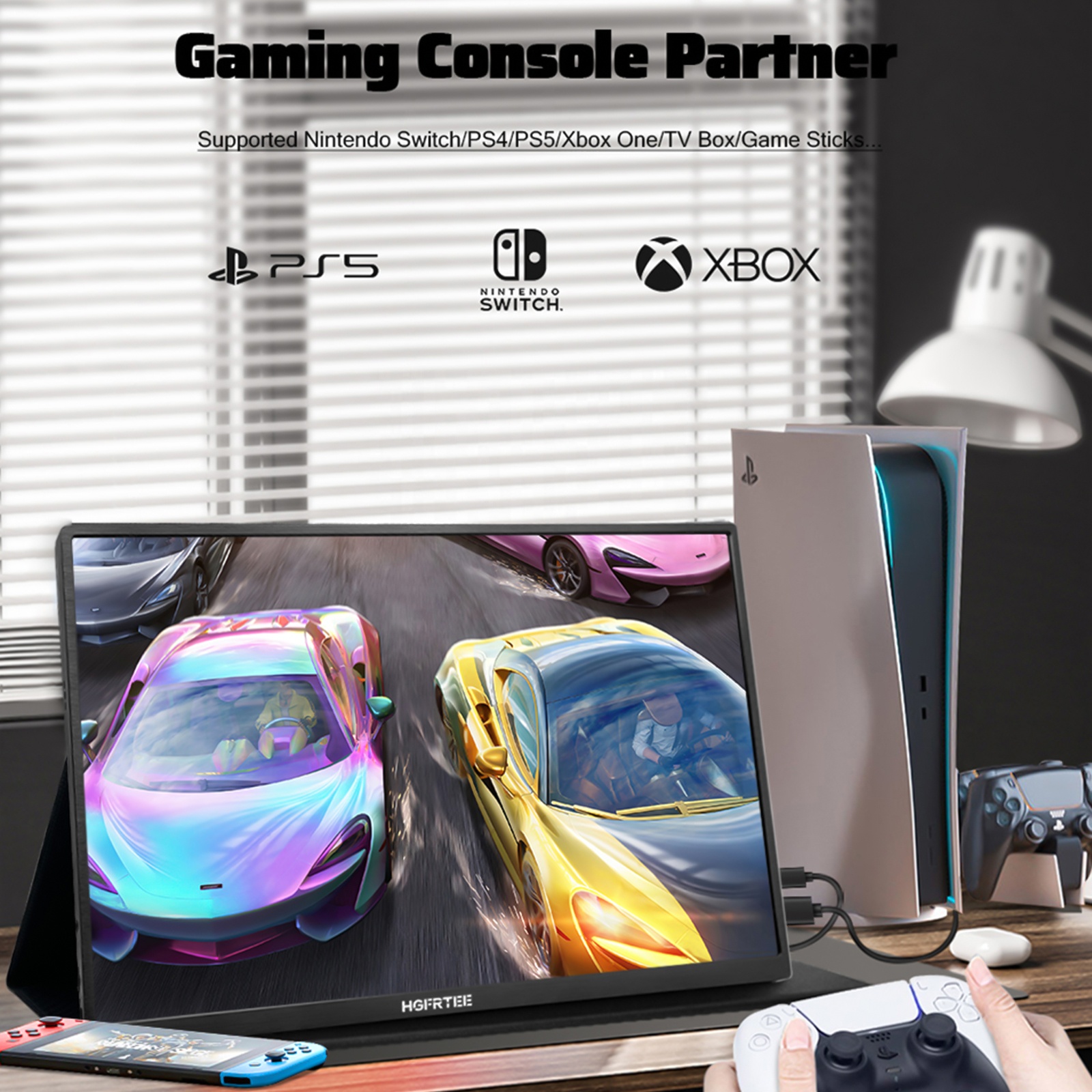 15.6inch Portable Monitor 1920*1080P FHD IPS VESA Mountable Sub Screen for Dex PS5 Laptop Switch Xbox Extend Monitor