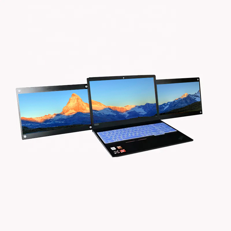  14 inch Triple Laptop Screen Extender Dual 15 inch FOPO 1080P LCD monitors portable Tri screen monitor for lapto
